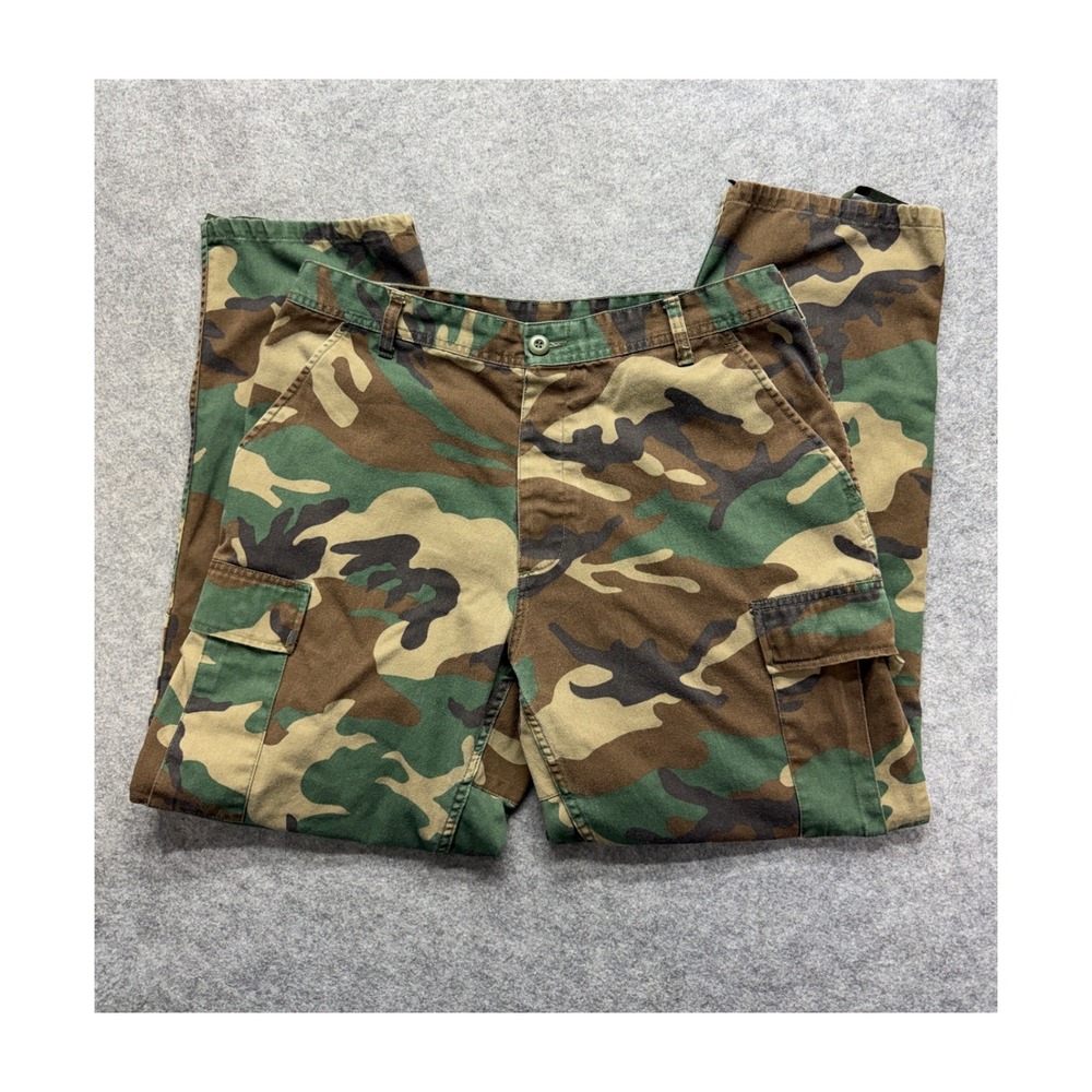 Vintage Rothco Woodland Camo Cargo BDU Pants Mens Large Regular Gorpcore